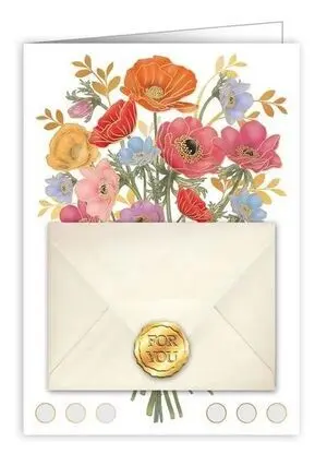 Postal de Amapolas y Flores Siilvestres con Sobre para Regalo