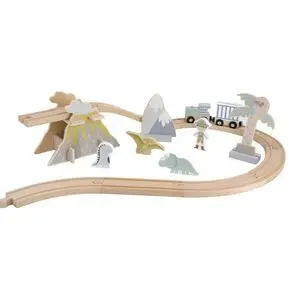 Juego de Vías de Tren de Madera Dinosaurios