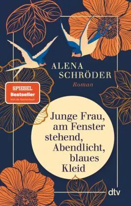 Junge Frau, Am Fenster Stehend, Abendlicht, Blaues Kleid