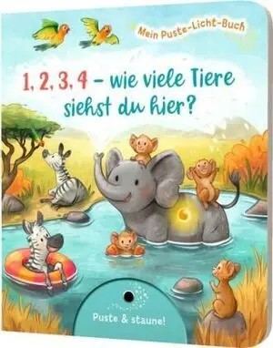 Mein Puste-Licht-Buch: 1,2,3,4 - Wie Viele Tiere Siehst Du Hier?