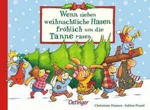 Wenn Sieben Weihnachtliche Hasen Fröhlich Um Die Tanne Rasen