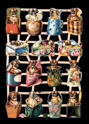 Cromos de Picar Perros en Jarrones y Cajas (7342)