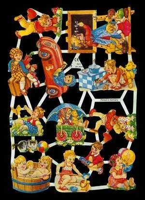 Cromos de Picar Niños con Juguetes (7011)