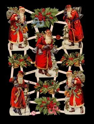 Cromos de Picar Papa Noel Campanas y Muérdago (7361)