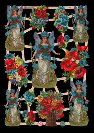 Cromos de Picar Hadas Azules y Flores (7402)
