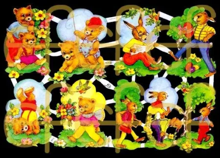Cromos de Picar Osos y Conejos (7168)