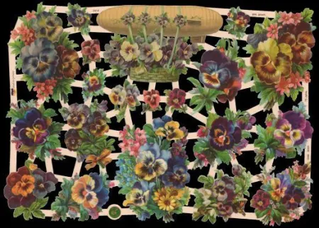 Cromos de Picar Flores Pensamientos Azules y Lilas (7414)