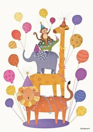 Postal Cumpleaños Animales