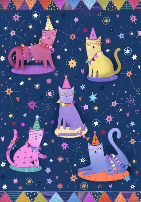 Postal Felicitaciones Gatitos